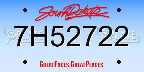 7H52722 South Dakota License Plate