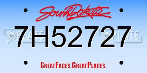 7H52727 South Dakota License Plate