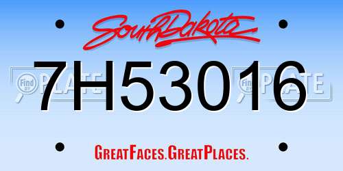 7H53016 South Dakota License Plate