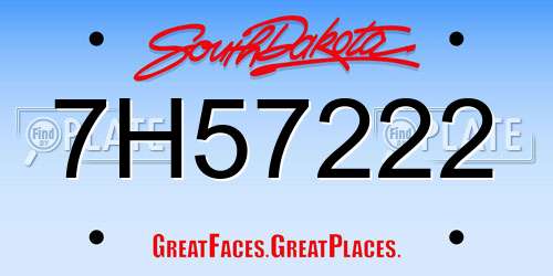 7H57222 South Dakota License Plate