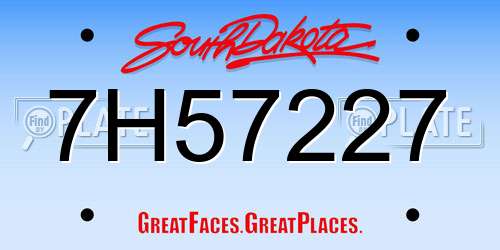 7H57227 South Dakota License Plate