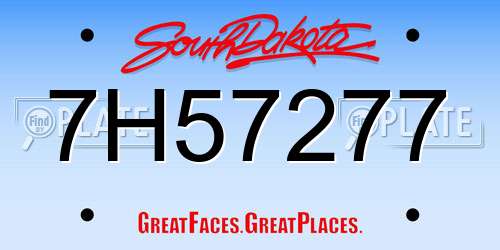 7H57277 South Dakota License Plate