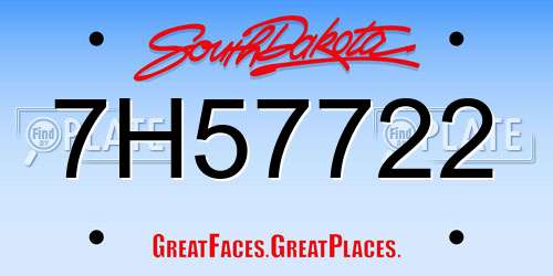 7H57722 South Dakota License Plate