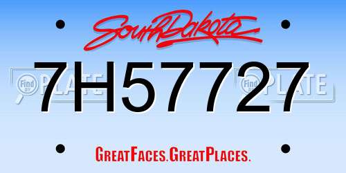 7H57727 South Dakota License Plate