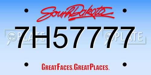 7H57777 South Dakota License Plate