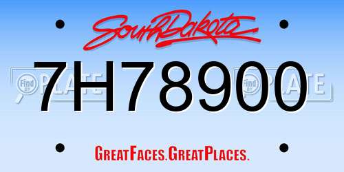 7H78900 South Dakota License Plate