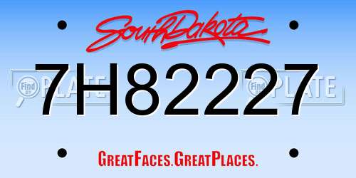 7H82227 South Dakota License Plate