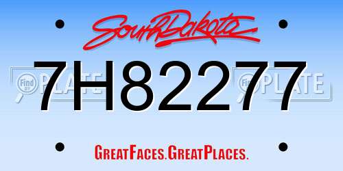 7H82277 South Dakota License Plate