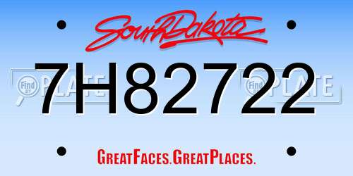7H82722 South Dakota License Plate