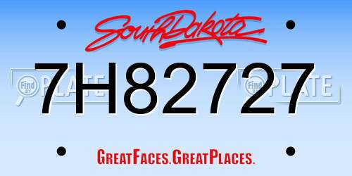 7H82727 South Dakota License Plate