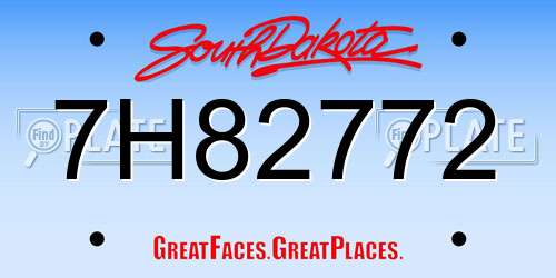 7H82772 South Dakota License Plate