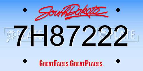 7H87222 South Dakota License Plate