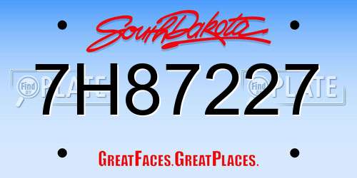 7H87227 South Dakota License Plate
