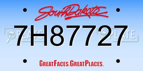 7H87727 South Dakota License Plate