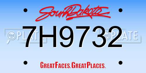 7H9732 South Dakota License Plate