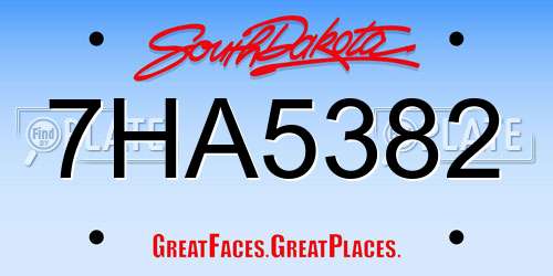 7HA5382 South Dakota License Plate
