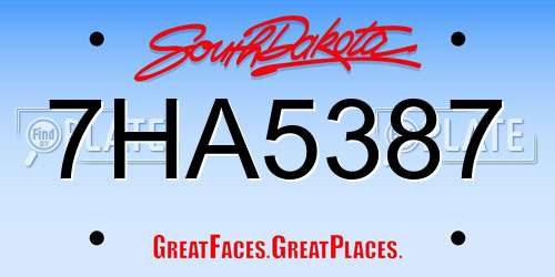7HA5387 South Dakota License Plate
