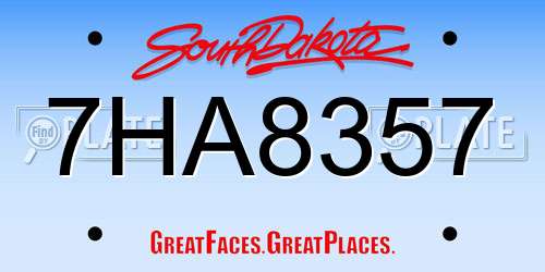 7HA8357 South Dakota License Plate