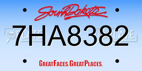7HA8382 South Dakota License Plate