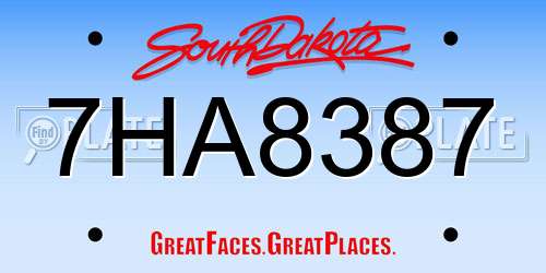 7HA8387 South Dakota License Plate