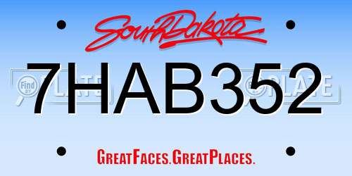 7HAB352 South Dakota License Plate