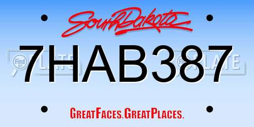 7HAB387 South Dakota License Plate