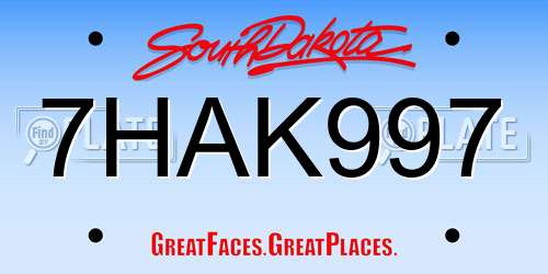 7HAK997 South Dakota License Plate