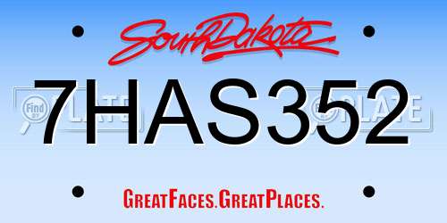 7HAS352 South Dakota License Plate
