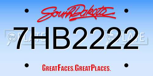 7HB2222 South Dakota License Plate