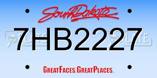 7HB2227 South Dakota License Plate