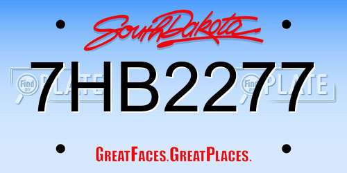 7HB2277 South Dakota License Plate