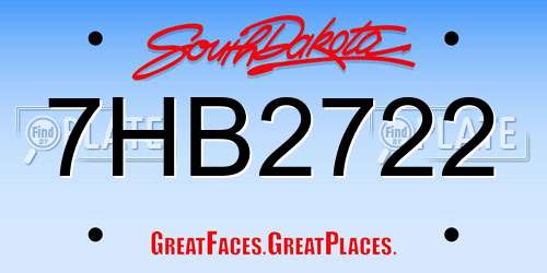 7HB2722 South Dakota License Plate