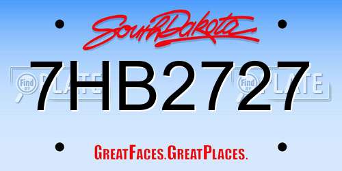 7HB2727 South Dakota License Plate