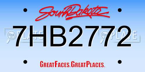 7HB2772 South Dakota License Plate