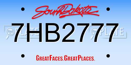 7HB2777 South Dakota License Plate