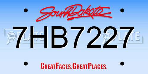 7HB7227 South Dakota License Plate
