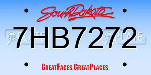 7HB7272 South Dakota License Plate