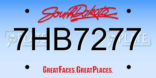 7HB7277 South Dakota License Plate