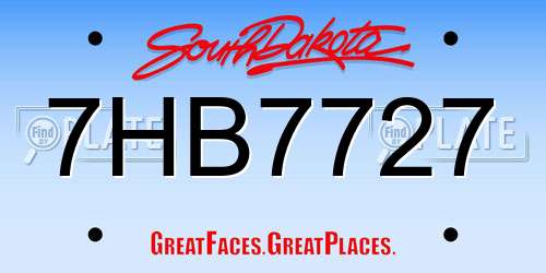 7HB7727 South Dakota License Plate