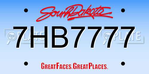 7HB7777 South Dakota License Plate
