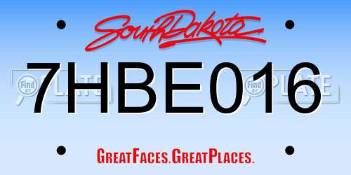 7HBE016 South Dakota License Plate