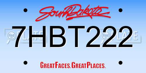 7HBT222 South Dakota License Plate
