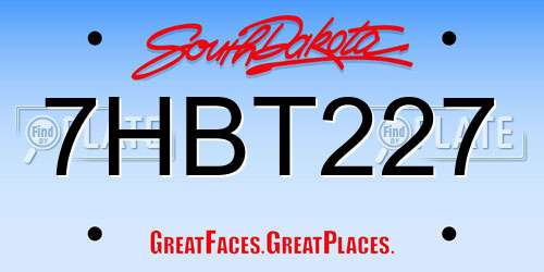 7HBT227 South Dakota License Plate