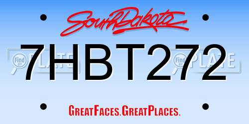 7HBT272 South Dakota License Plate