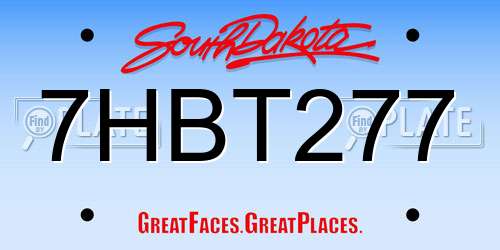 7HBT277 South Dakota License Plate