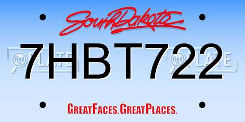 7HBT722 South Dakota License Plate