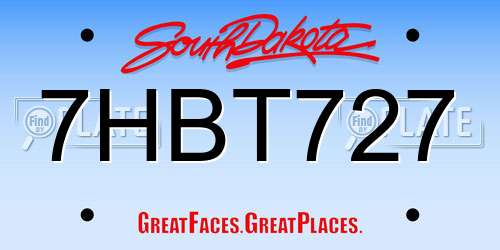 7HBT727 South Dakota License Plate