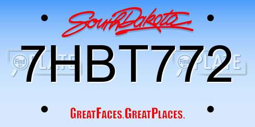 7HBT772 South Dakota License Plate
