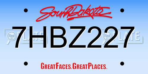 7HBZ227 South Dakota License Plate