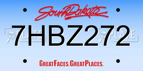 7HBZ272 South Dakota License Plate